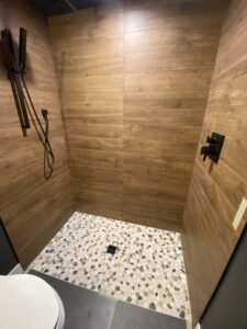 bathroom with nice flooring