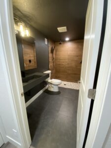 bathroom with nice flooring