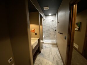 Bathroom with nice white floor