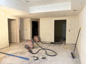 wall and flooring project going on